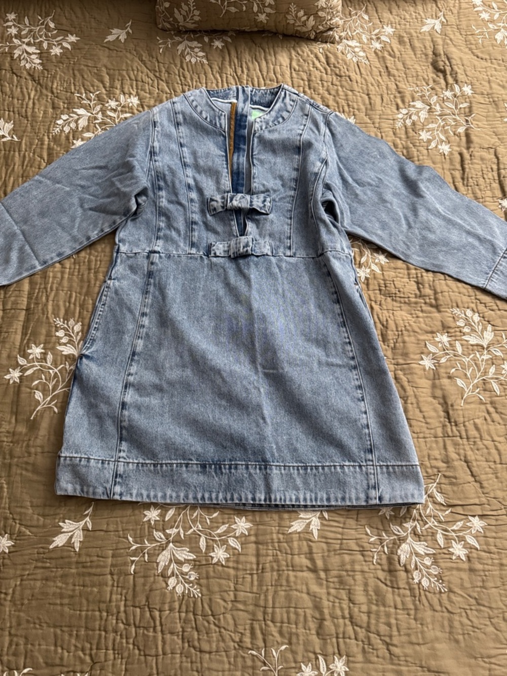 Bohemian Traders Light Blue Denim Dress Jacket with Front Bows